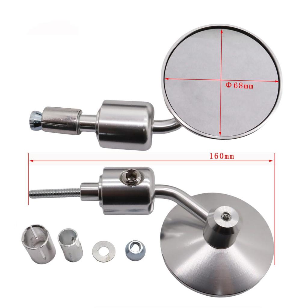 Universal Fit Motorcycle Rearview Mirror, Compatible with 0.9 inch (22 mm) Handles, Electroplated Silver, CNC Machining, Aluminum