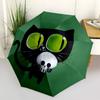 1PC Halloween Cat Spooky Kitten Automatic Windproof Umbrella 8 Rib Portable Folding Black Iron Frame for Outdoor, Beach, Travel, Beach Umbrella,S47