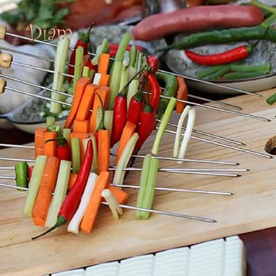 Hara 10 Pcs BBQ Barbecue Roasting Needle Roasting Tools Brochette Tong Kebabe Skewers