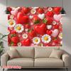 Romantic Strawberry, Heart and Daisy Backdrop Pink Themed Background Cloth for Birthday and Party