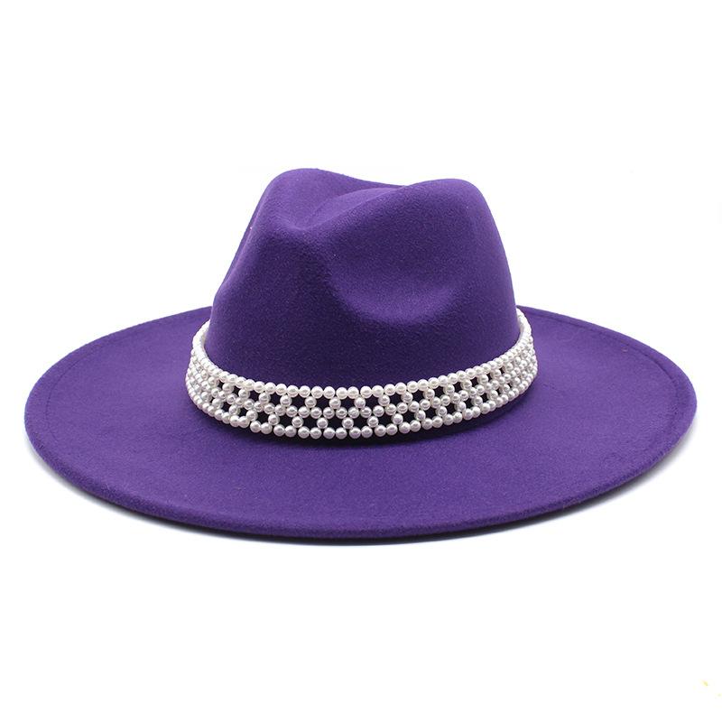Hepburn Woolen Jazz Top Hat For Men And Women Casual 9.5Cm Big Edge Jazz Hat Felt Hat