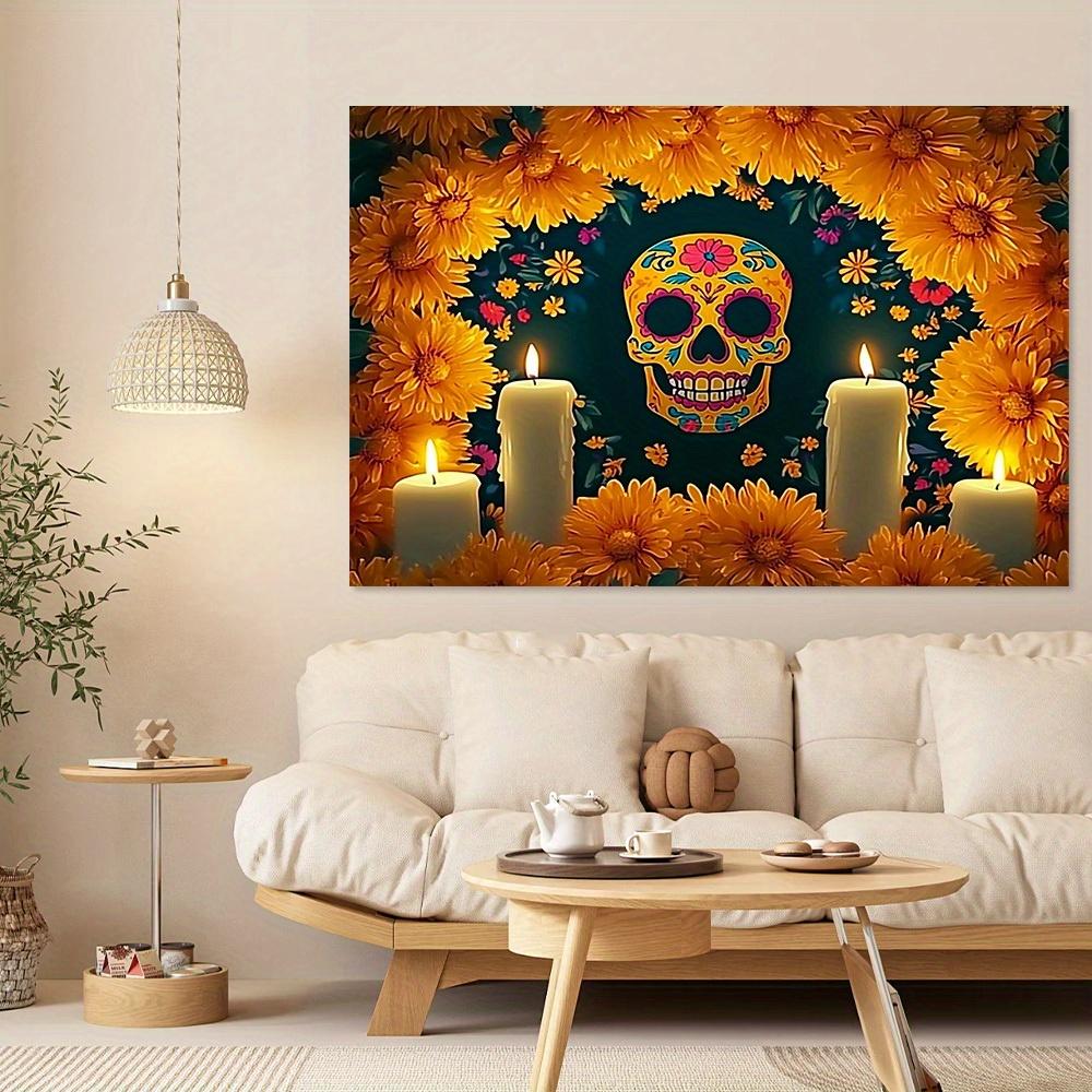 1 piece Death Festival background colorful sugar skull and peanut design polyester party decoration