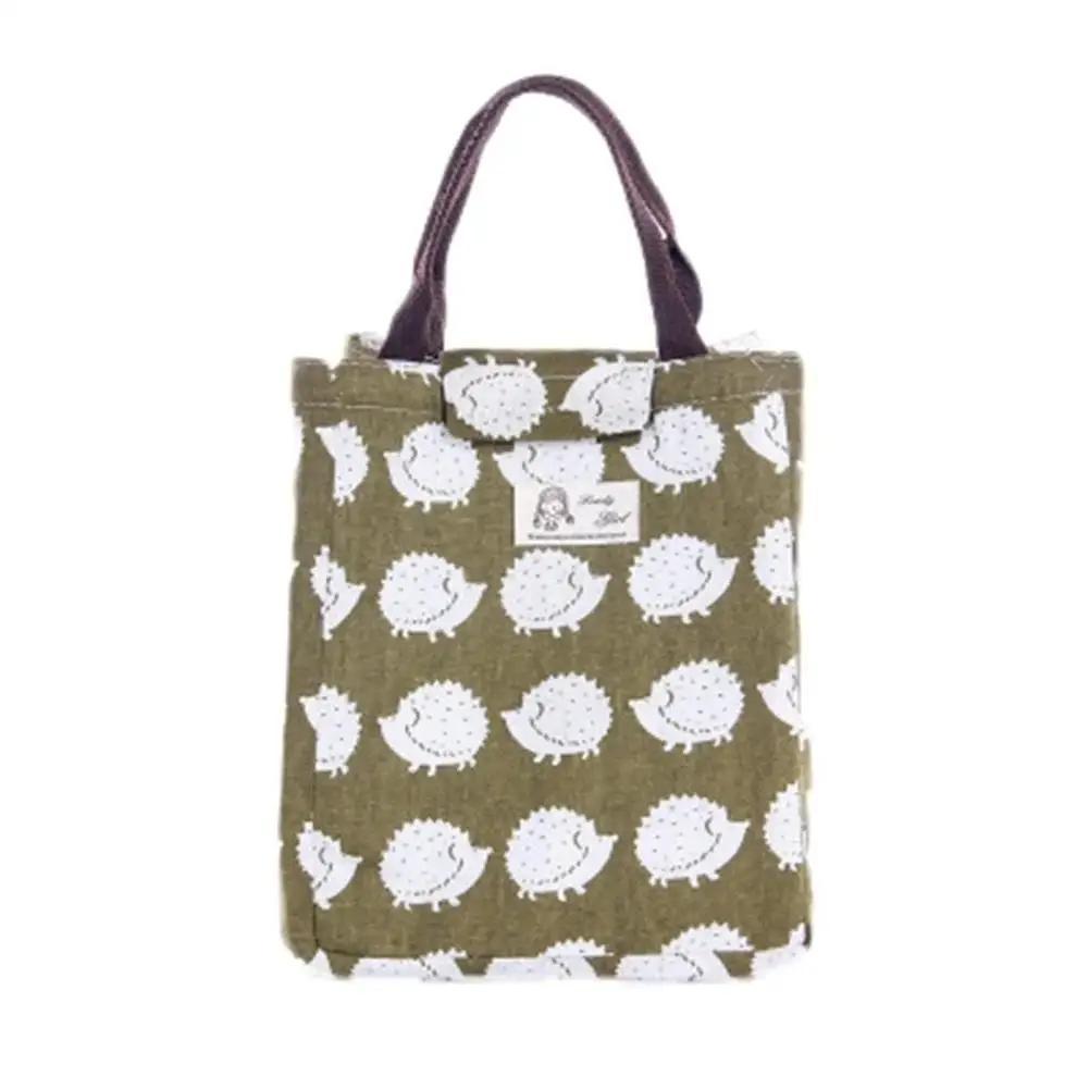 Cartoon Functional Pattern Cooler Lunch Box Bag Portable Insulated Canvas Lunch Bag Thermal Food Picnic Lunch Bags for Women Kid