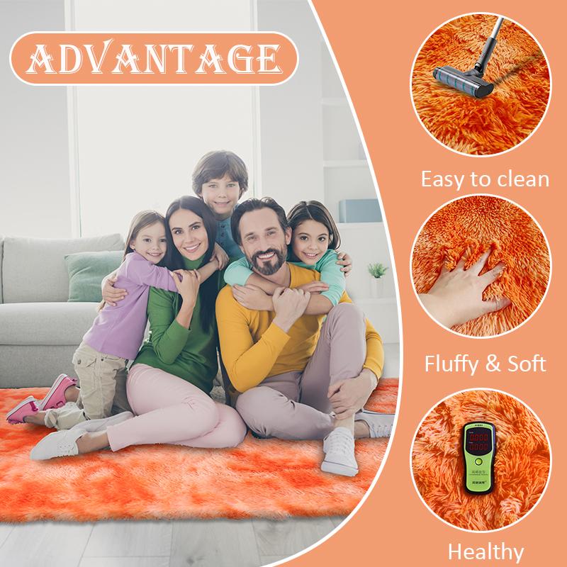 Plüsch-Teppich für Wohnzimmer, Batik-Farbverlauf, mehrfarbig, zottelige weiche Bodenmatte im Schlafzimmer, zotteliger Kinderzimmer-Teppich