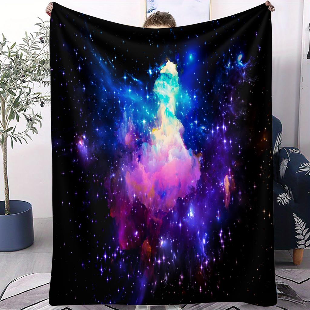 Dazzling Nebula  Aurora Dreamy Galaxy Flannel Throw Blanket for Adult Quality Cozy Soft Warm Blanket for Travel Picnic Home