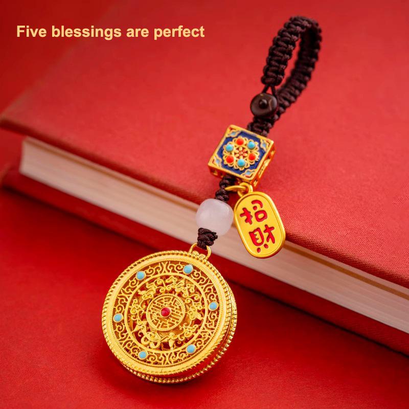 Chinese Vintage Car High-Grade Keychain Gold Bag Pendant Delicate Feature Hand-Woven Diy Charm Boyfriend Gift