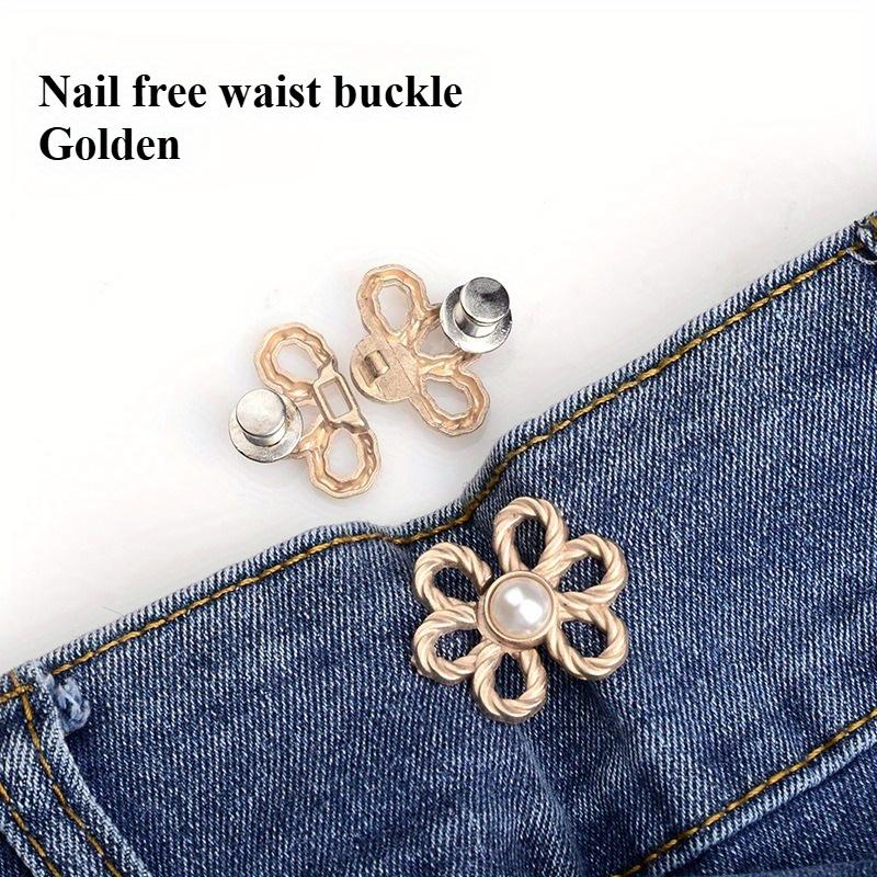 2pcs Adjustable Waist Elastic Pants Buckle Flower Shape Clip,Suitable for T-Shirts,Trousers,No Sewing Required,Easy To Remove