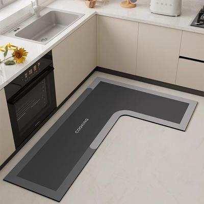 Tappeti da cucina premium a forma di L: fango di diatomee resistente allo sporco, facile da curare, assorbente, ad asciugatura rapida per uso domestico.