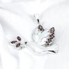 Sterling Silver Dove Pendant Necklace: Garnet Bird Jewelry