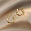 Simple Design Gold Color Geometric Twisted Square Hoop Earrings For Women Creative Young Girls Party Wedding Jewelry