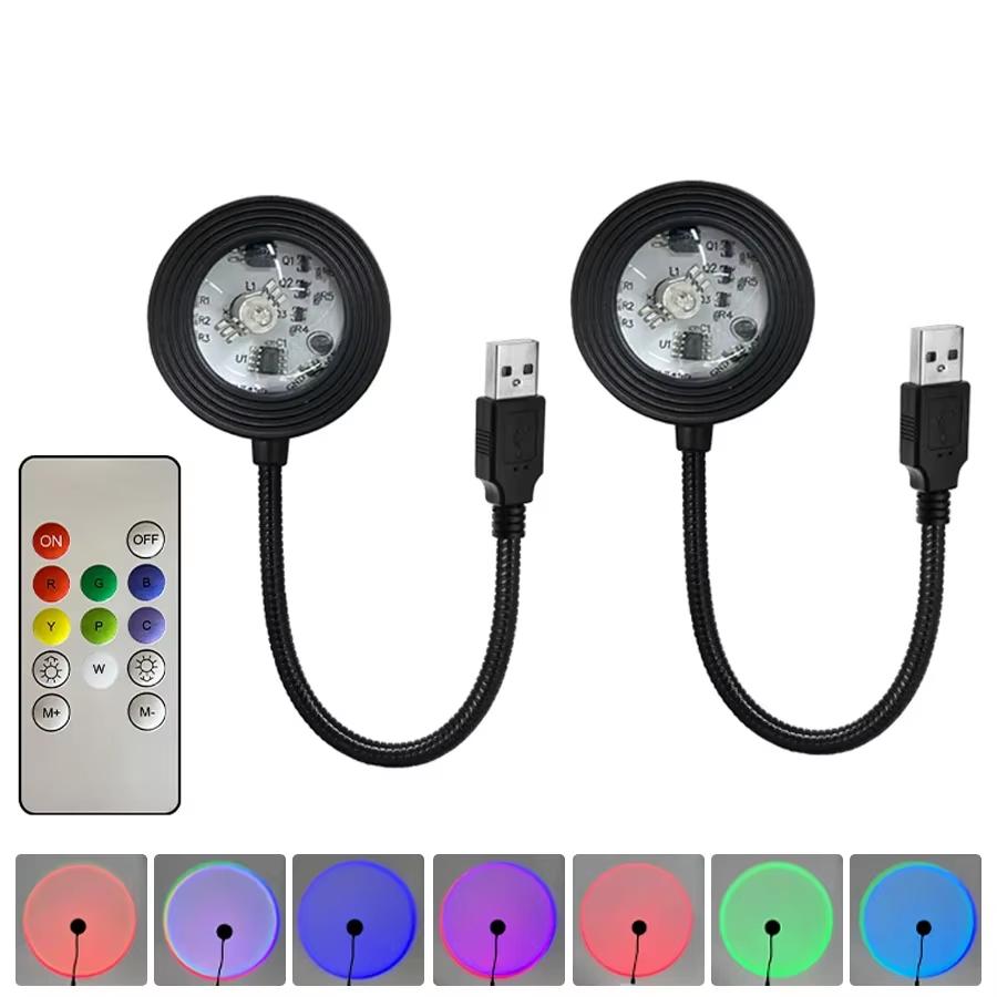 USB Sunset Projection Light 5V Colorful Ambient Night Lamp For Party Bedroom Living Room Wall Photography Decoration Lighting
