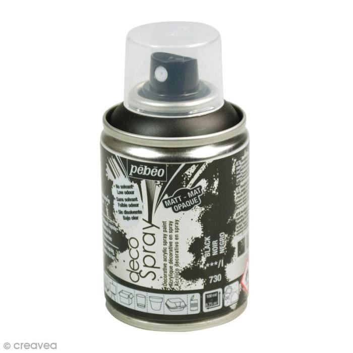 Peinture en bombe - Pébéo - DecoSpray - Noir - 100 ml - Loisirs créatifs
