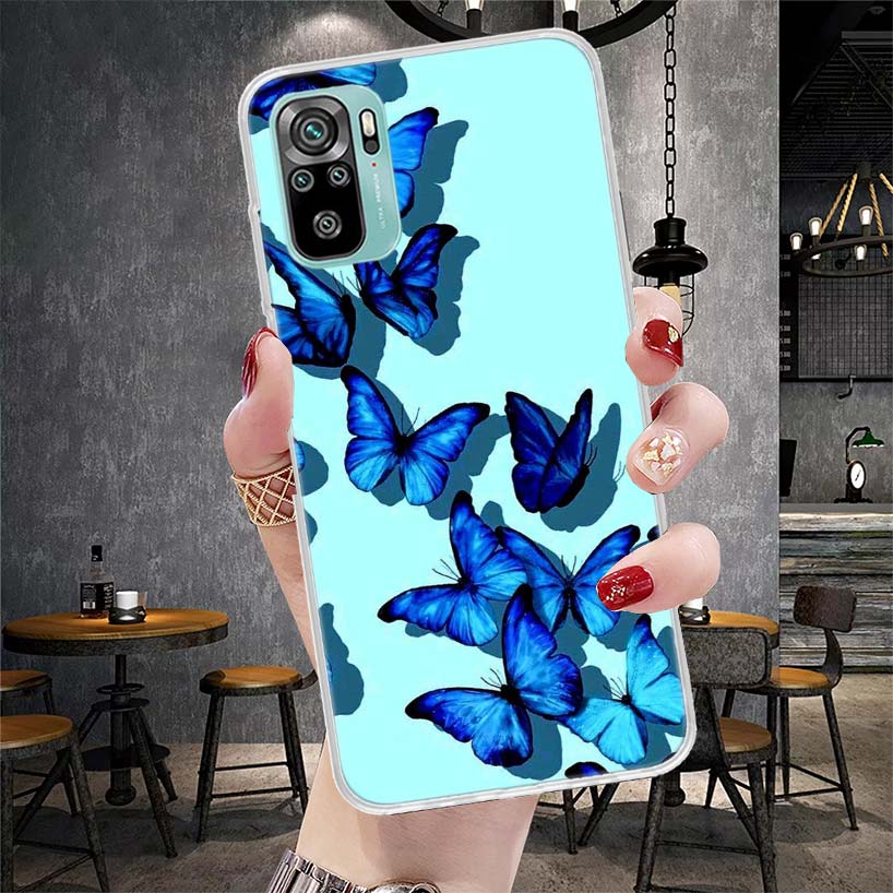 Blue Butterfly Beautiful Wing Soft Phone Case For Xiaomi Redmi Note 15 14 14S 13 12 Pro Plus 12S 11 11S 11E 10 10S 11T 5G Fundas