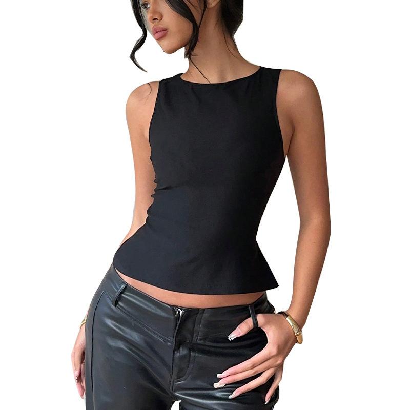 Sommer Kollektion Stretchy Ärmelloses Figurbetontes Crop Top für Damen – Sommer Damenbekleidung