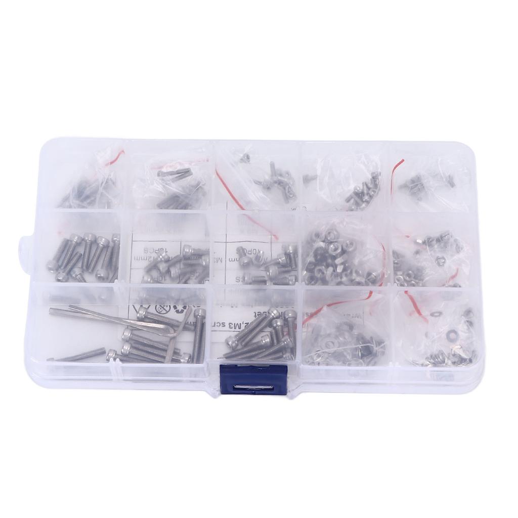 320pcs Screws Nuts Gasket Assortment Set 304 Stainless Steel M2 M3 Hex Bolts Washer Kit for Cars Trucks