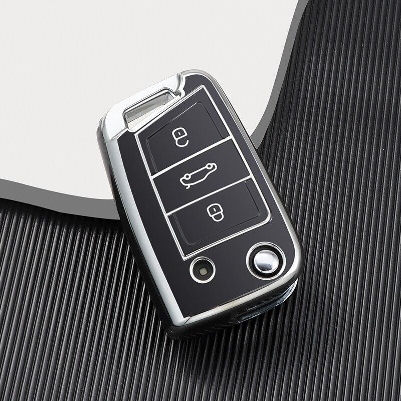 TPU Car Key Case Full Cover Fob For VW Volkswagen Golf 7 MK7 Tiguan MK2 For SEAT Ateca Leon FR 2 Ibiza For Skoda Octavia