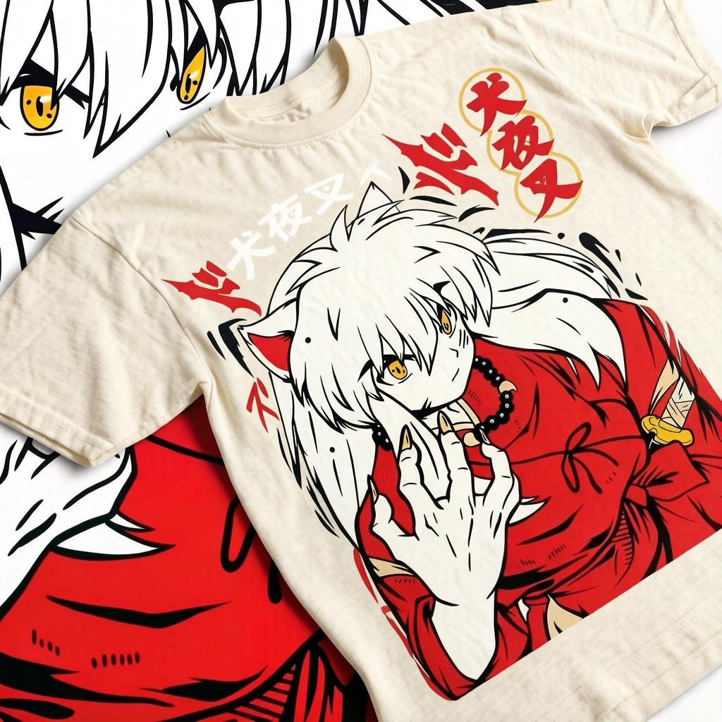 Men Women Inuyasha Classic Anime Character Graphic T Shirt O Neck Short Sleeve Loose Fit Casual Summer Streetwear Unisex Daily Wear Tops Tees