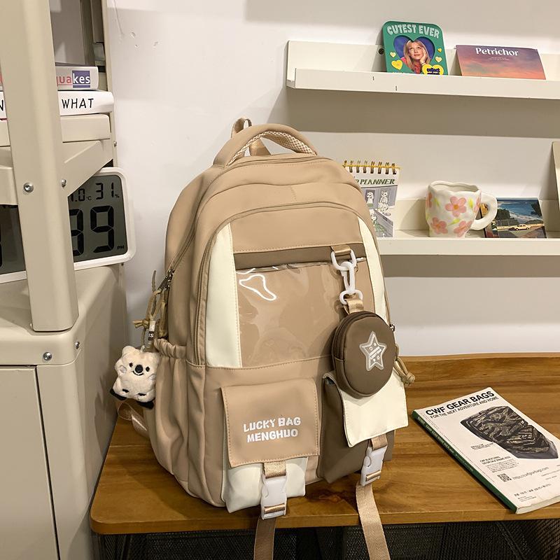 High Value Ins Pain Bag Wide Shoulder Strap Large Capacity Contrasting Color Junior High School Students Lightweight