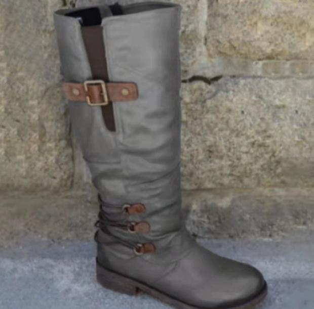 Damskie buty do kolan modne niskie obcasy kwadratowa platforma długie buty brązowe czarne skórzane zamki zimowe damskie ciepłe buty botki 69m