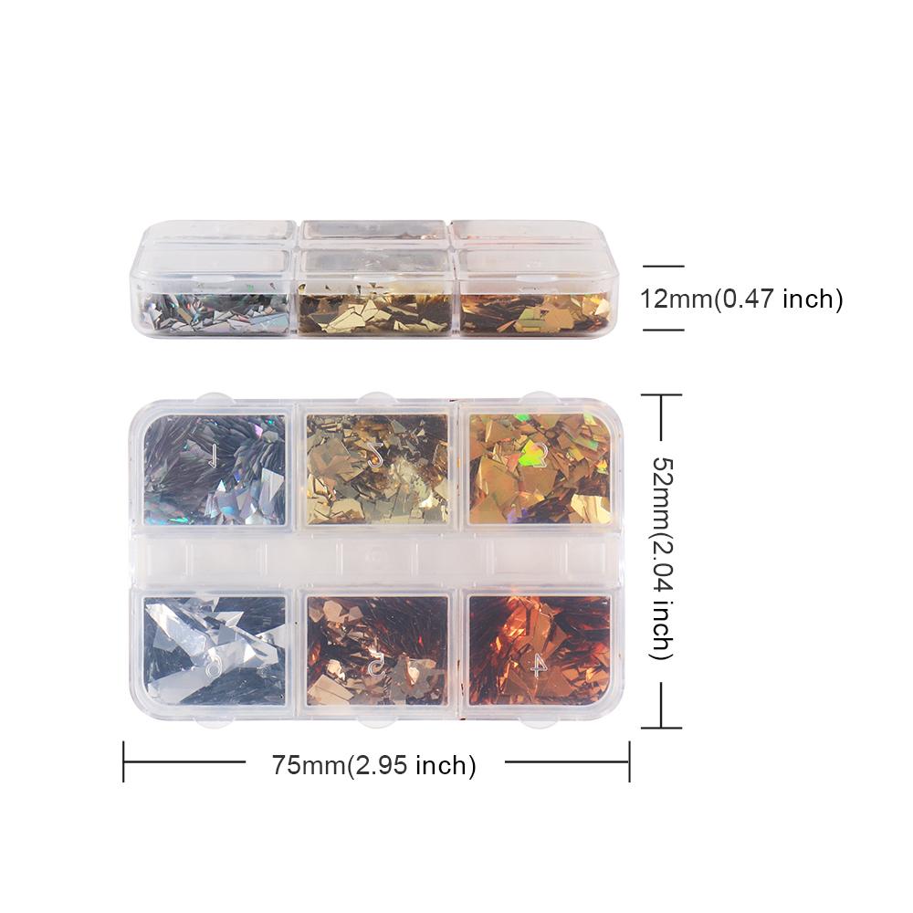 6 Grids Glitter Irregular Nail Sequin Decoration, Autumn and Winter DIY Nail Design Supplies, Nail Art Supplies for Women and Girls Decoration Parts