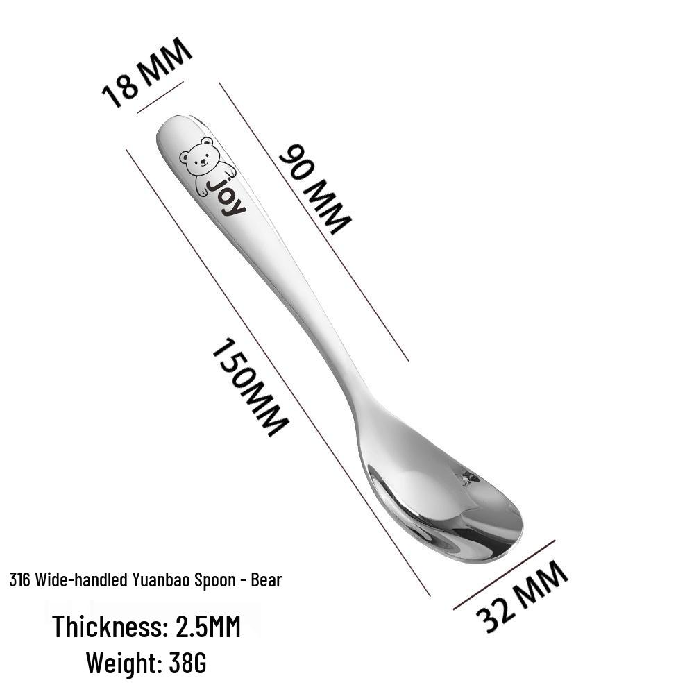 Kids' Cartoon Yuanbao Stainless Steel Spoon & Fork Set – Adorable Tableware for Baby Meals
