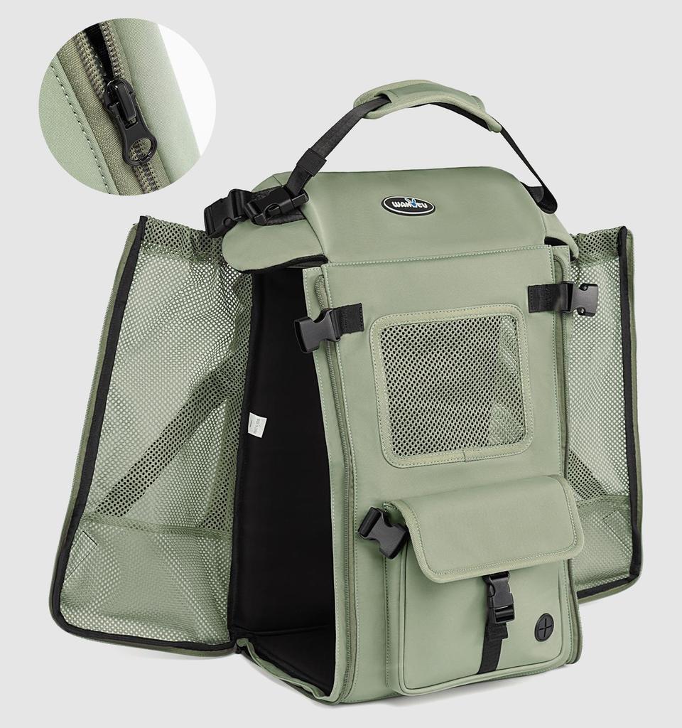 Wakytu British Pet Double Shoulder Backpack for Small & Medium Dogs - Large Capacity Outdoor Mountaineering Bag