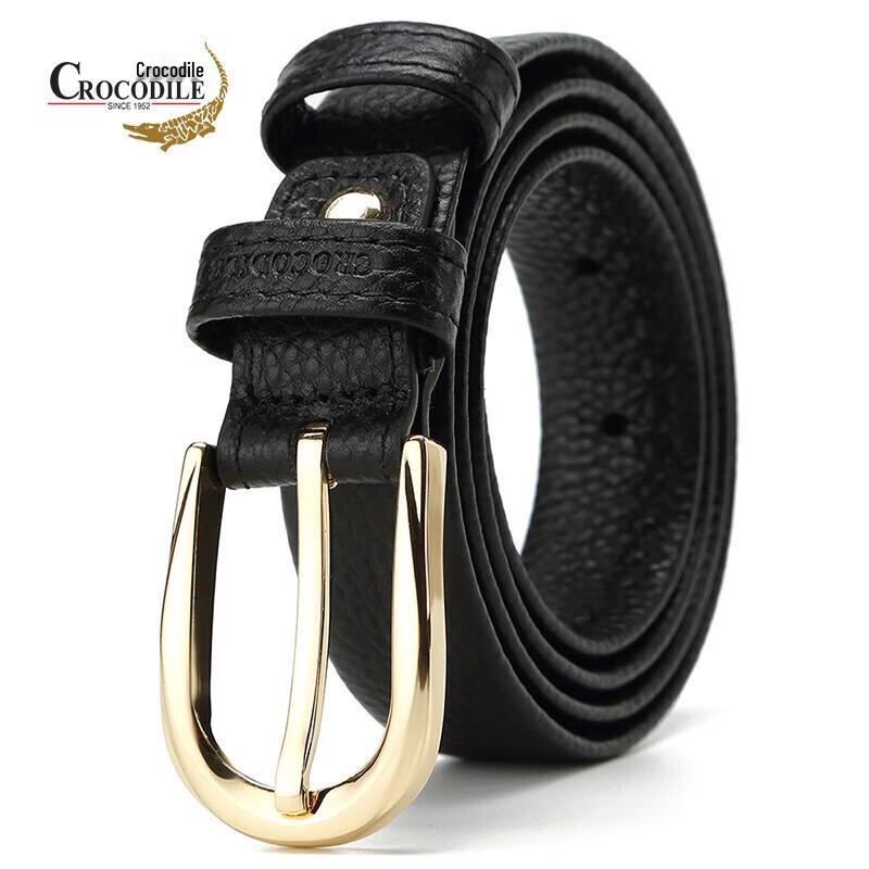 Crocodile Women's Genuine Leather Litchi Grain Pin Buckle Belt
