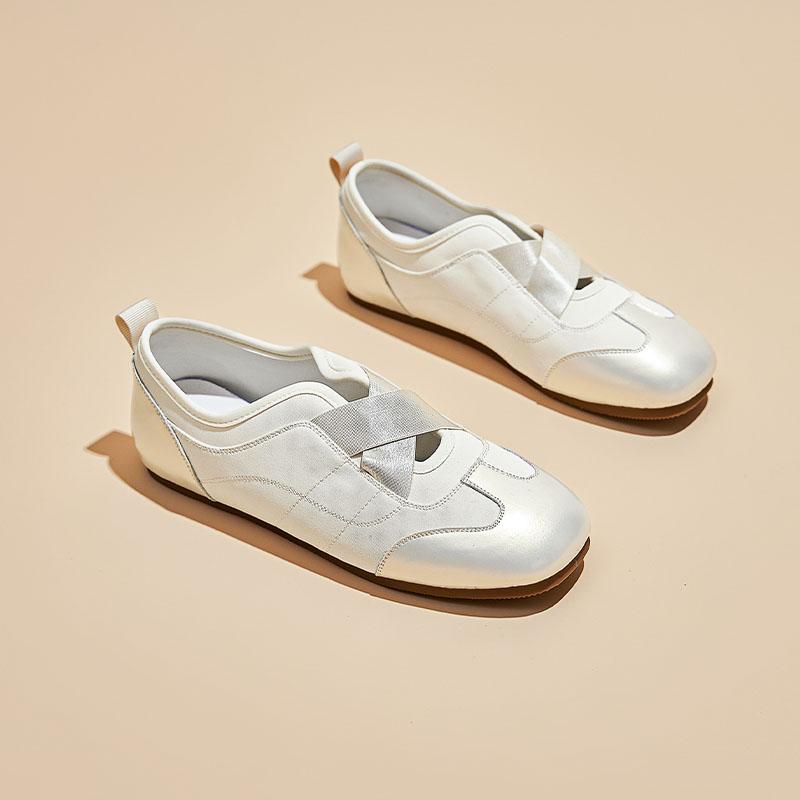 Fashion AIYUQI Women's Sneakers Casual Ballet Shoes Women Flat Genuine Leather Large-Size Elasticated Female Virtue Training Shoes