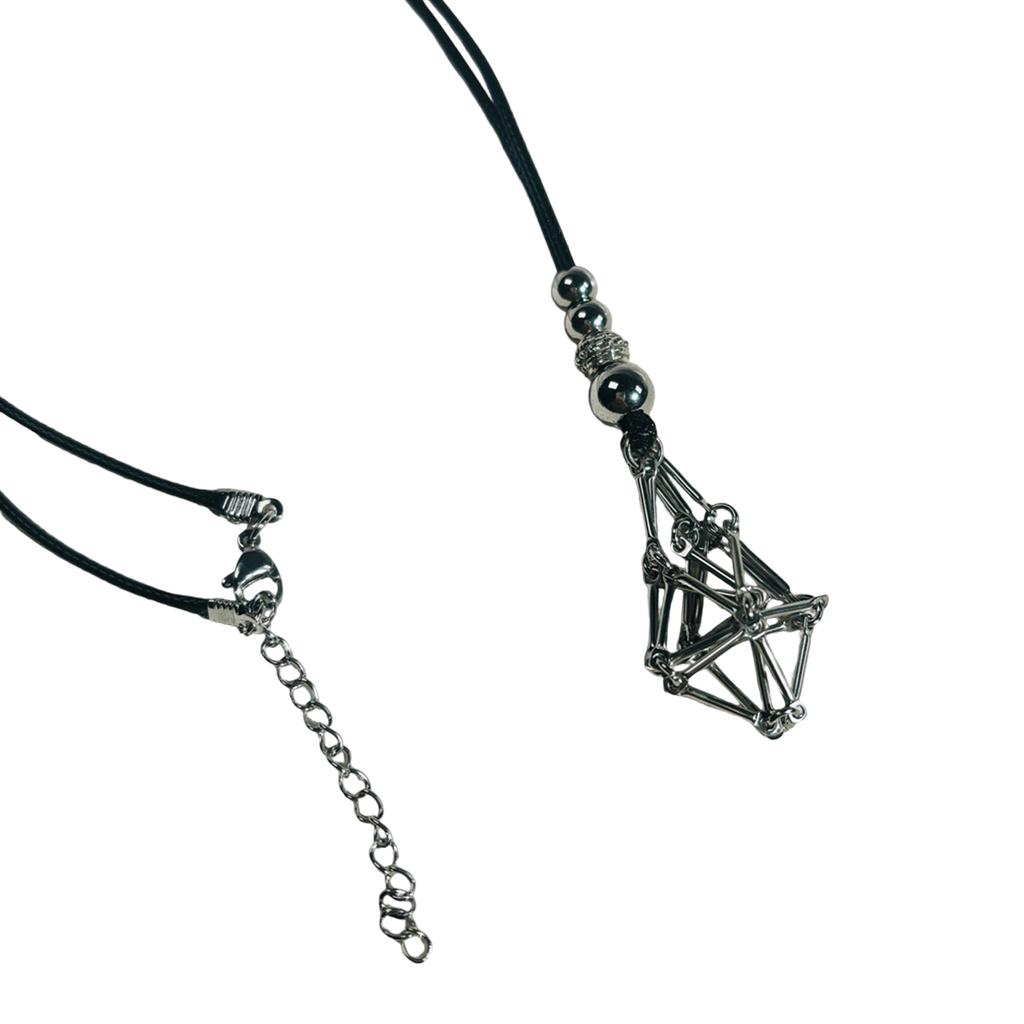 Adjustable Crystal Cage Necklace For Natural Stones Mesh Pendant Clavicle Chain Unisex Jewelry Gift For Men And Women