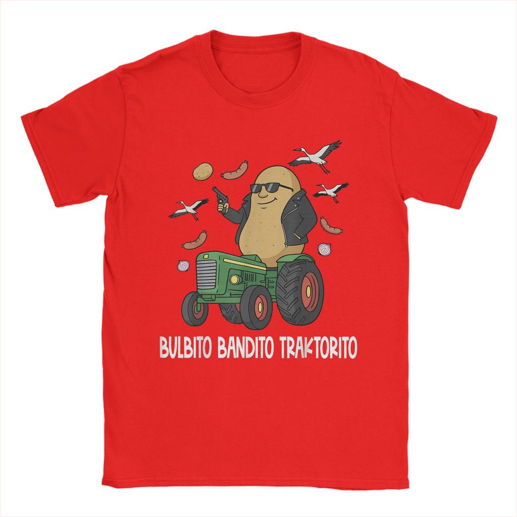 Men's Italian Brainrot Characters Bulbito Bandito Traktorito T Shirts  Cotton Tops Short Sleeve Crewneck Tees Graphic T-Shirt