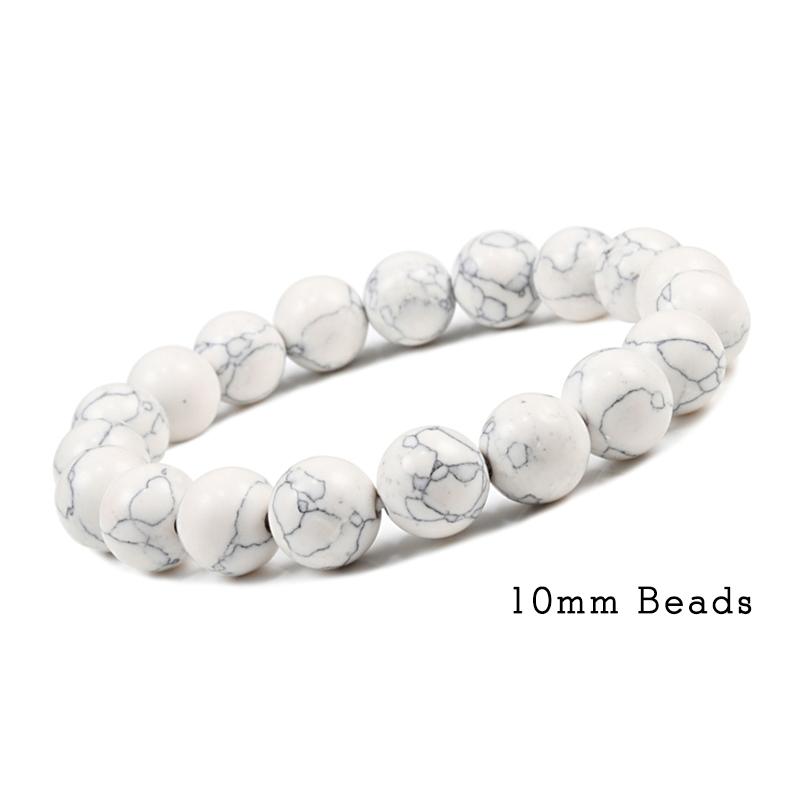 Charm Bracelet 6mm 8mm 10mm White Natural Stone Simple Women Men Elastic Strand Bracelets Meditation Prayer Jewelry Friend Gift