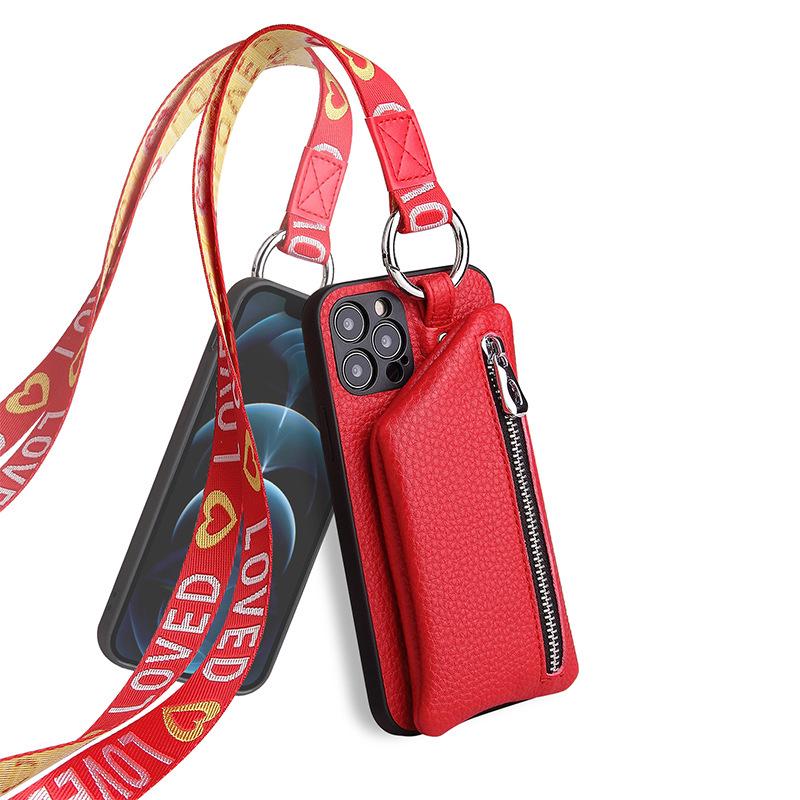 iPhone 14 Pro Max/13 Pro/12/11 Mobile Case with Crossbody Lanyard & Coin Purse