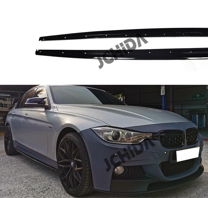 BMW 3 Series F30/F35 Glossy/Matte Black PP Plastic MP Style M Sport Side Skirts