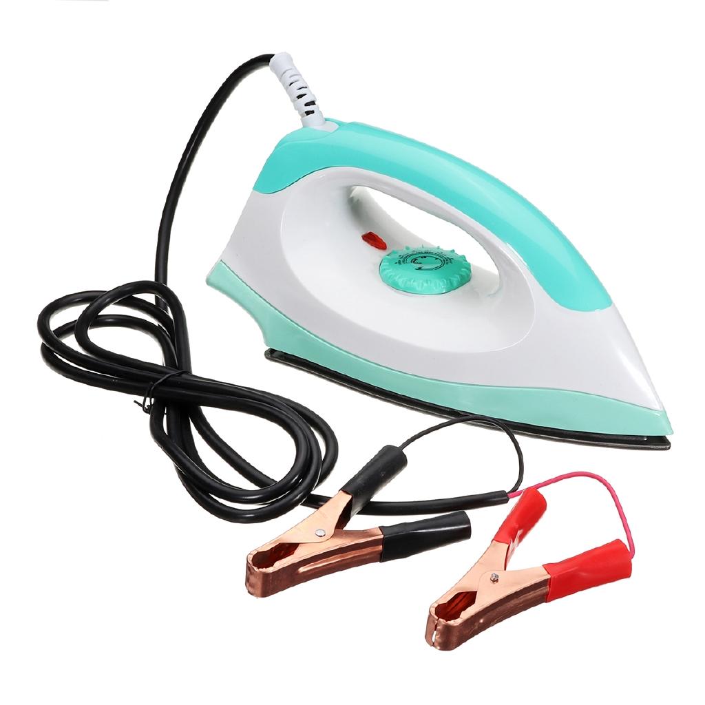 12V 50Hz Portable Electric Clothes Handheld Dry Iron Non-stick Soleplate For Camper Travel Automatically Adjust 150W