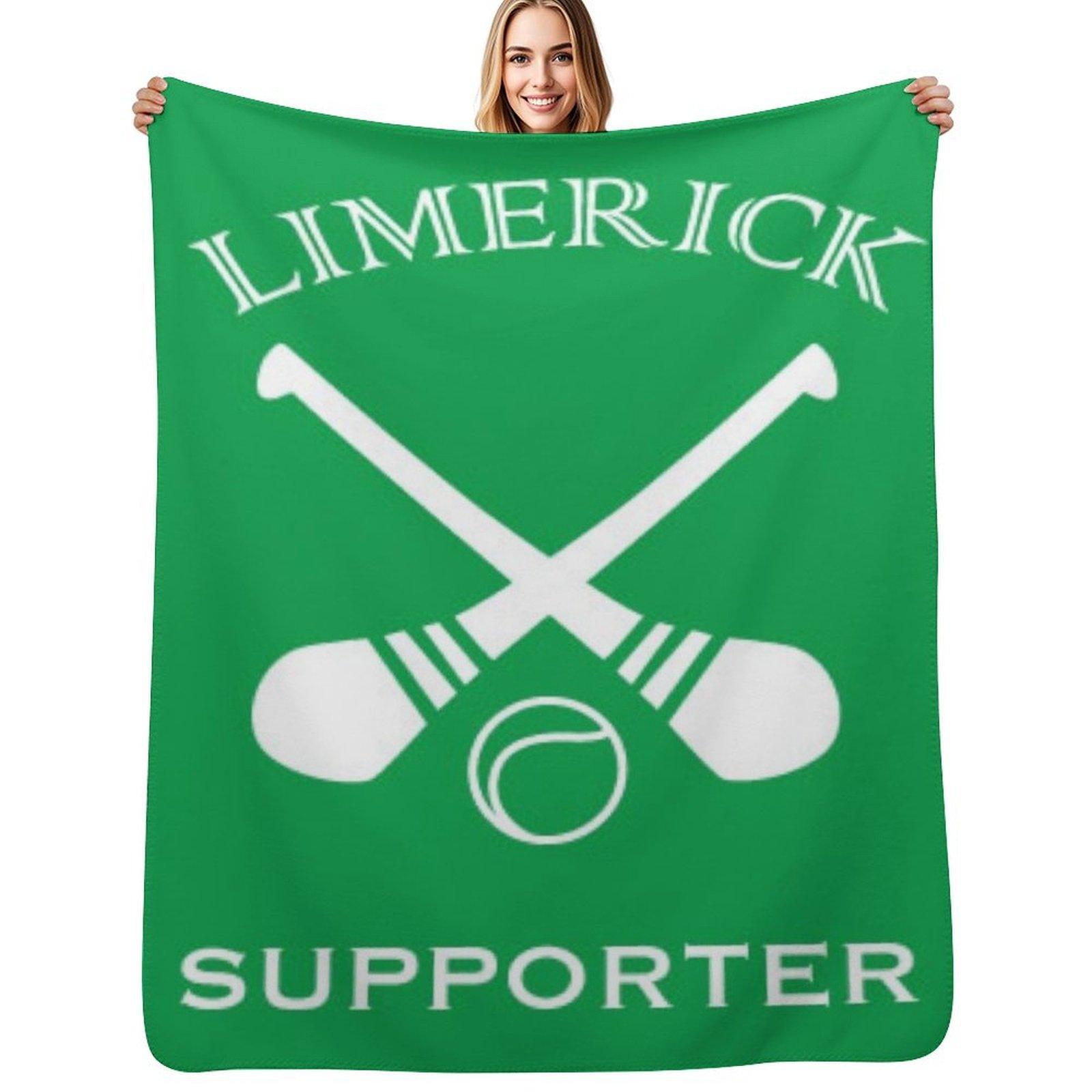 Exquisite Fashion Items Unisex White Limerick Hurling Supporter Throw Blanket Fuzzy Plush Throw Blanket For Sofa Chair