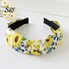 Women Wide Headband Hairband Flower Printed Knotted Cloth Head Band Fashion Adjustable Knot Hairbands Non Slip Hair Accessories for and Girls