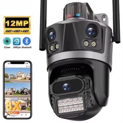 2024 ICsee Security PTZ Camera 6K 12MP HD Three Lens 8X Zoom Outdoor WiFi Wireless CCTV Video Surveillance Auto Tracking Home Protection