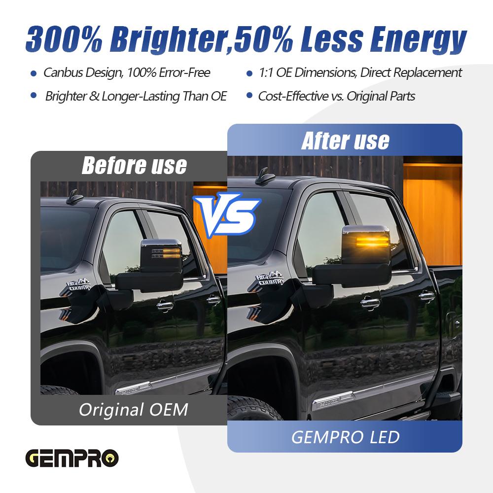 USA Stock Plug and Play Truck LED Mirror Towing Parking Signal Light for CHEVROLET SILVARADO for GMC SIERRA 2500 3500 2020-2024