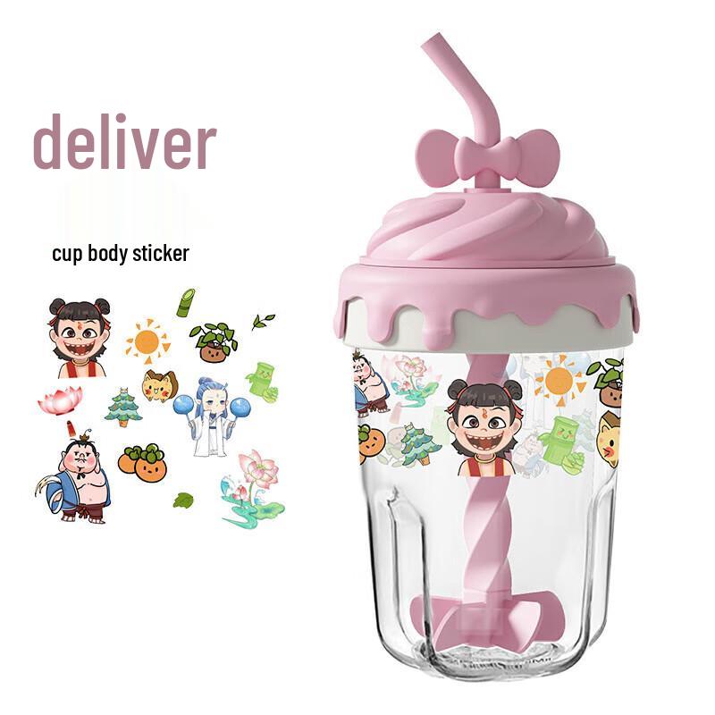 Qihang Yaju Children s Heat-Resistant Glass Straw Cup (10-Pack)