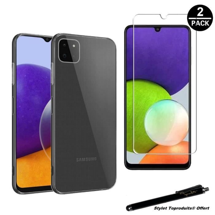 Coque de protection - Toproduits® - Galaxy A22 5G - Souple - Verre trempé - Transparent