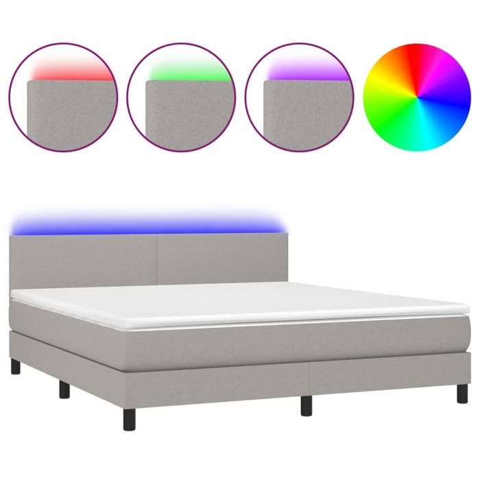 Maison Exclusive - Sommier à lattes de lit et matelas et LED Gris clair 180x200 cm
