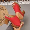 Plus Size Women Summer One Strap Thick Platform Chunky Heel Fish Mouth Slide Sandals Open Toe Height Increasing Beach Outdoor Shoes