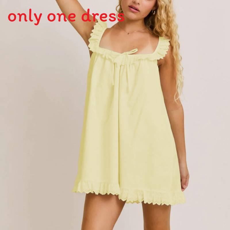 Polyester Summer Beach Dress For Women With Ruffled Lace And Bow Ties For Vacation Style
