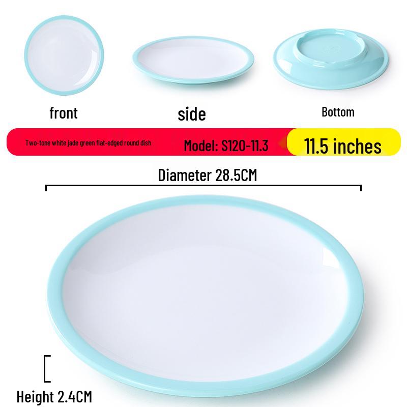 Nordic Round Melamine Shallow Plate for Buffets and Stir-Fry Dishes