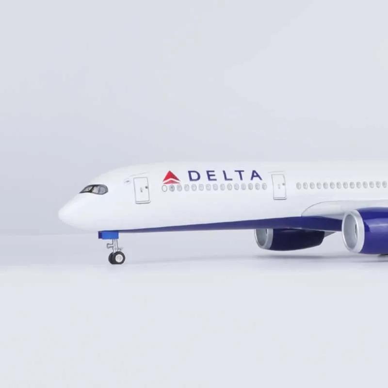 1/142 Scale 47CM Airplane 350 A350 Delta Airline Model LED Light & Wheel Landing Gear Plastic Resin Plane Model