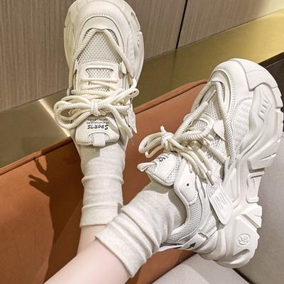 Muffin-Plateau Dad Schuhe Damen neue Retro alte polierte Schnür-Casual-Sneaker