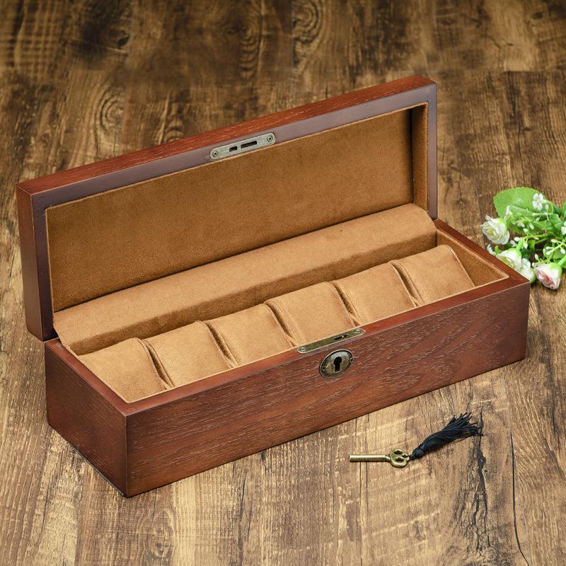 European-Style Wooden Watch Storage Box with Lock - Mechanical Watch, Bracelet & Jewelry Organizer Display