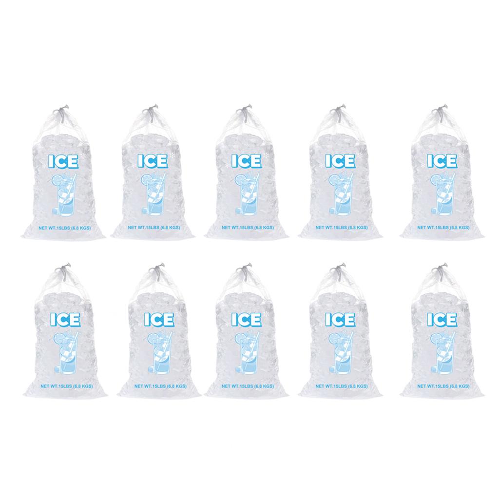 10-Pack Large Capacity Ice Bags with Drawstring for Freezer Storage