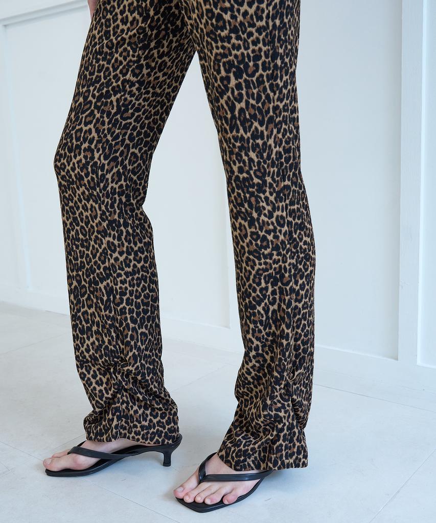 NUAKLE Leopard Banding Bootcut_Brown