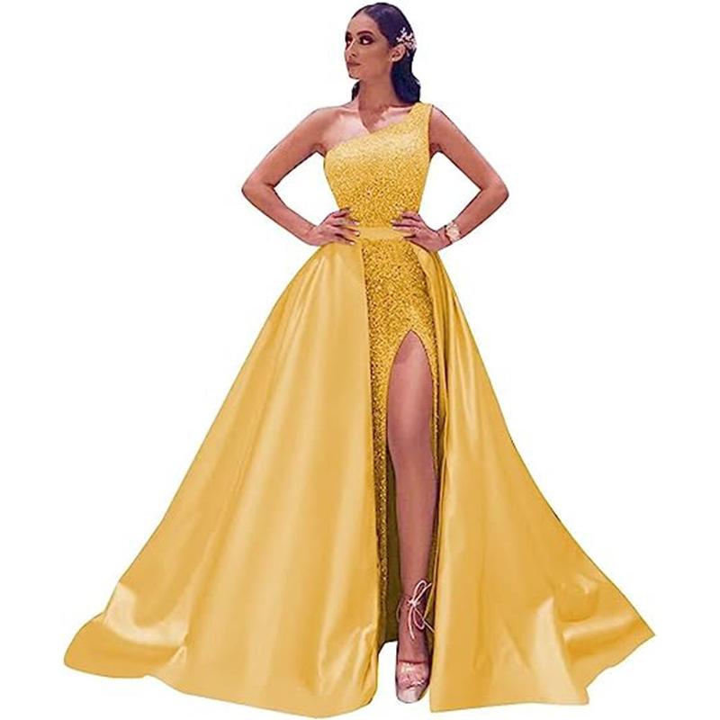 Evening dress new tube top split fork banquet host dress temperament dress